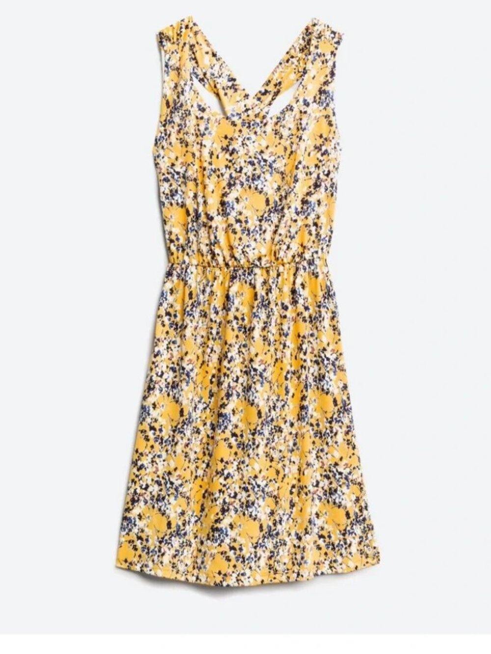 Kaileigh Yellow Floral Criss Cross Back Summer Dress XL